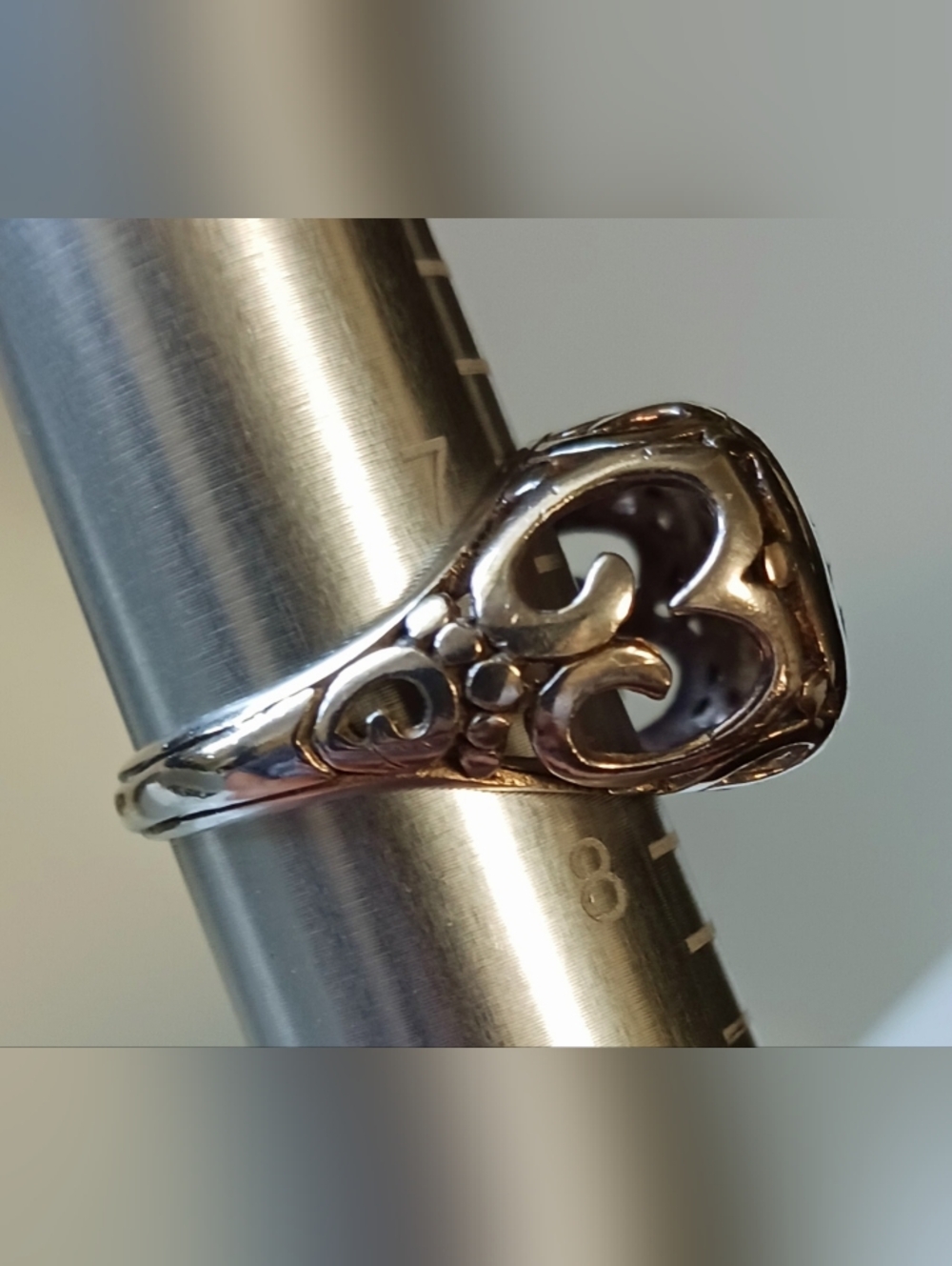 Sterling Silver Scroll Design Ring, Size 7.25 - Picture 6 of 6